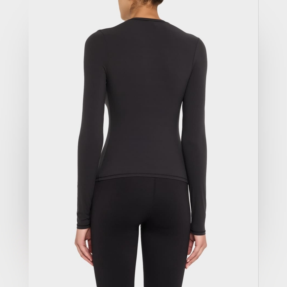 SKIMS Fits Everybody Black Long-Sleeve Crewneck Top Size Xxs In Great Condition - Picture 2 of 5